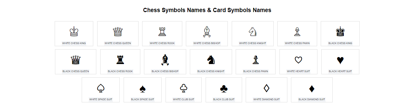 ♠ Playing Cards Symbols Name ♣—• SymbolsName.com